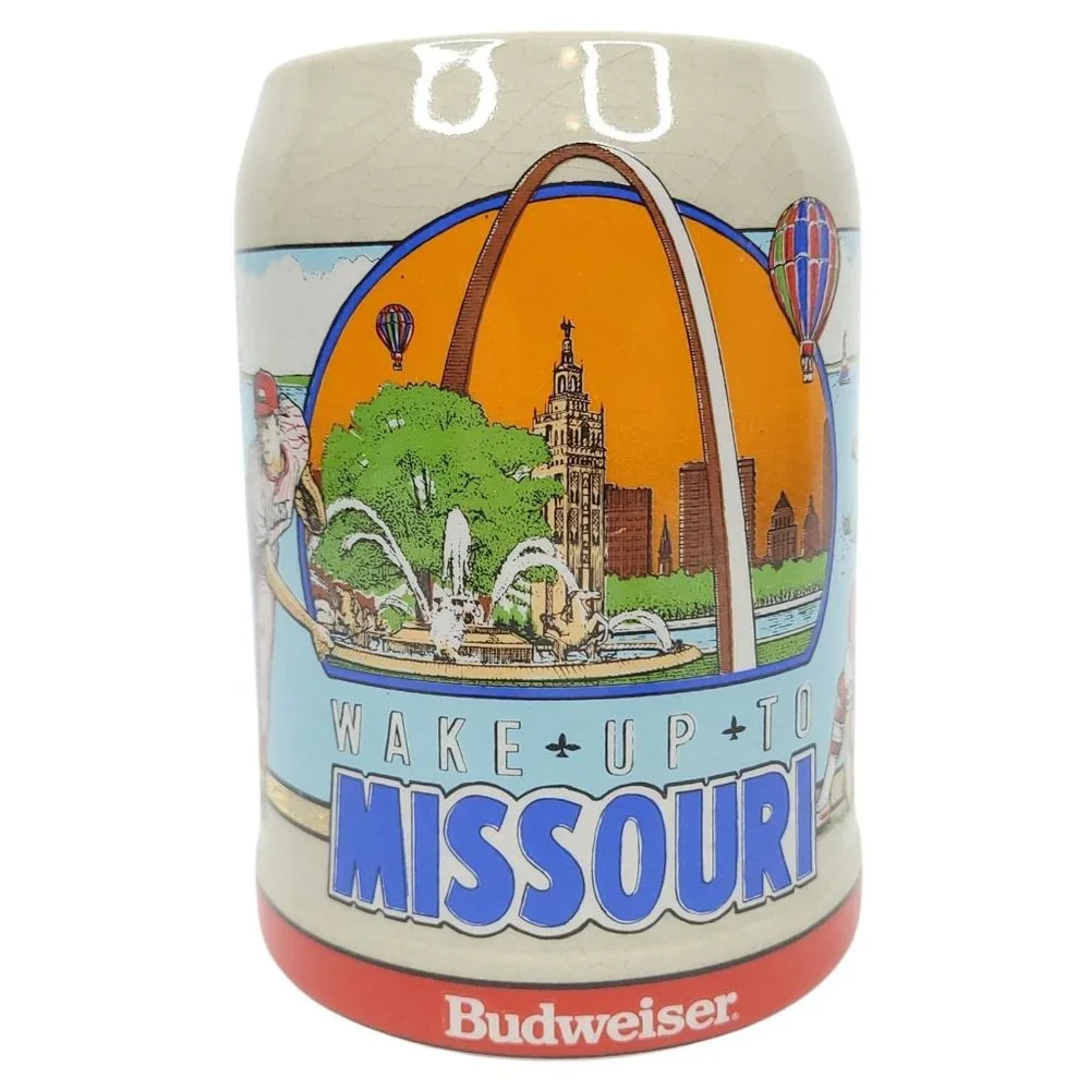 Vtg 1991 Anheuser Busch Budweiser Beer Mug Stein Bud Ceramic Wake Up To Missouri